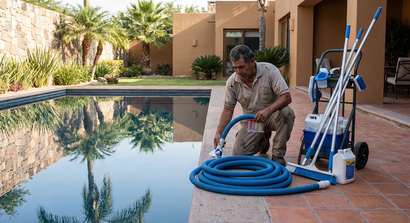 Técnico preparando equipo de servicio — llegada a visita de mantenimiento