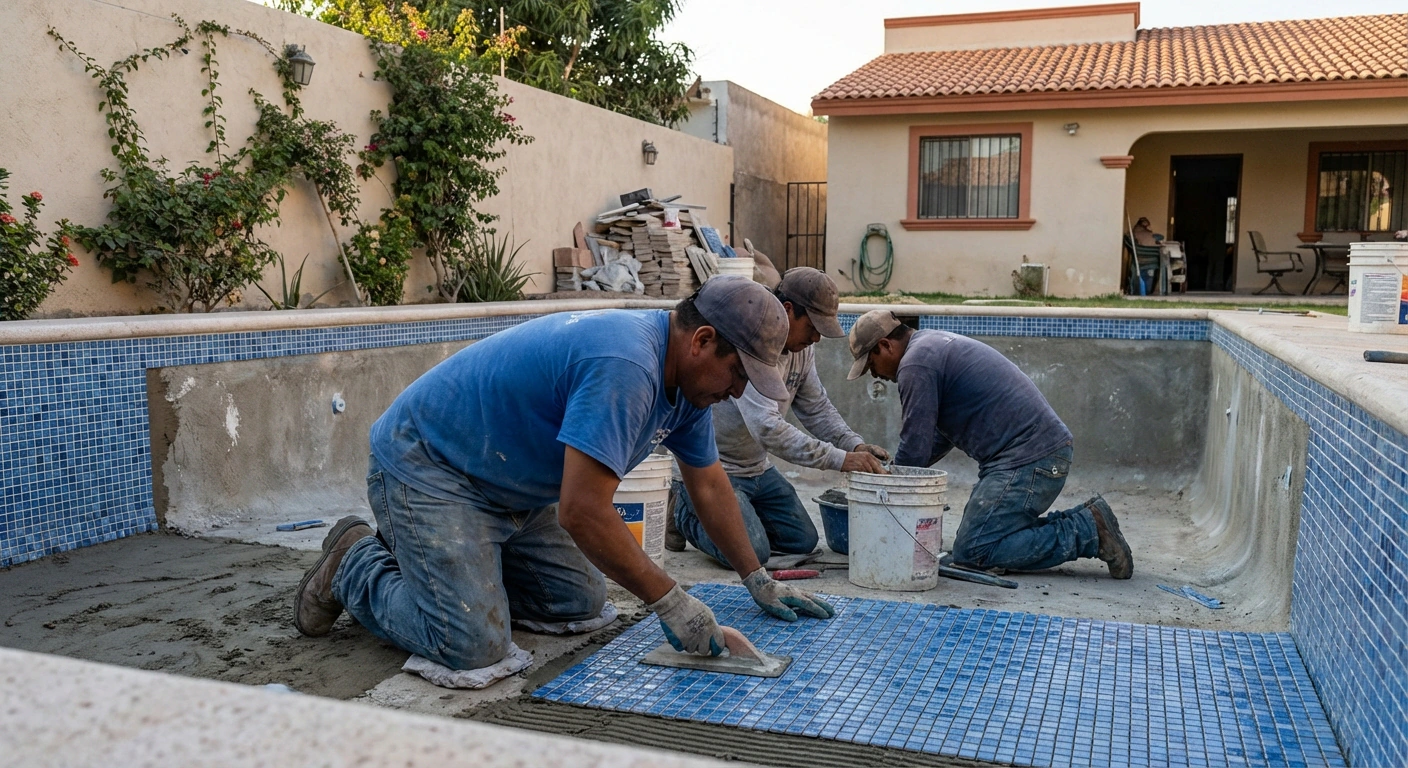 Instalación de mosaico veneciano nuevo