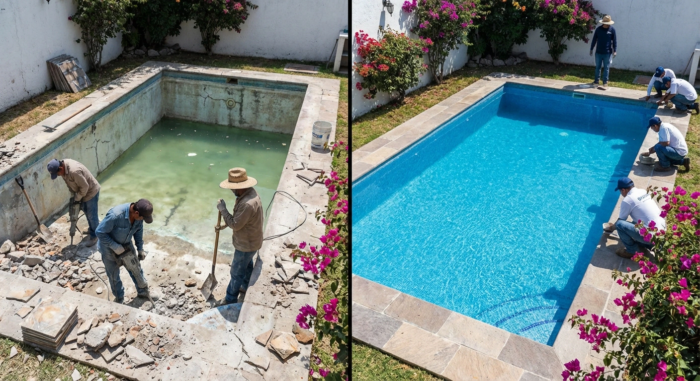 Antes y después: cómo luce una remodelación de alberca cuando se hace bien