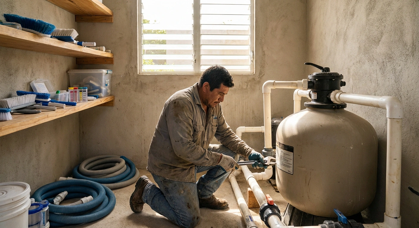 Revisión y ajuste del sistema de filtración en cuarto de máquinas